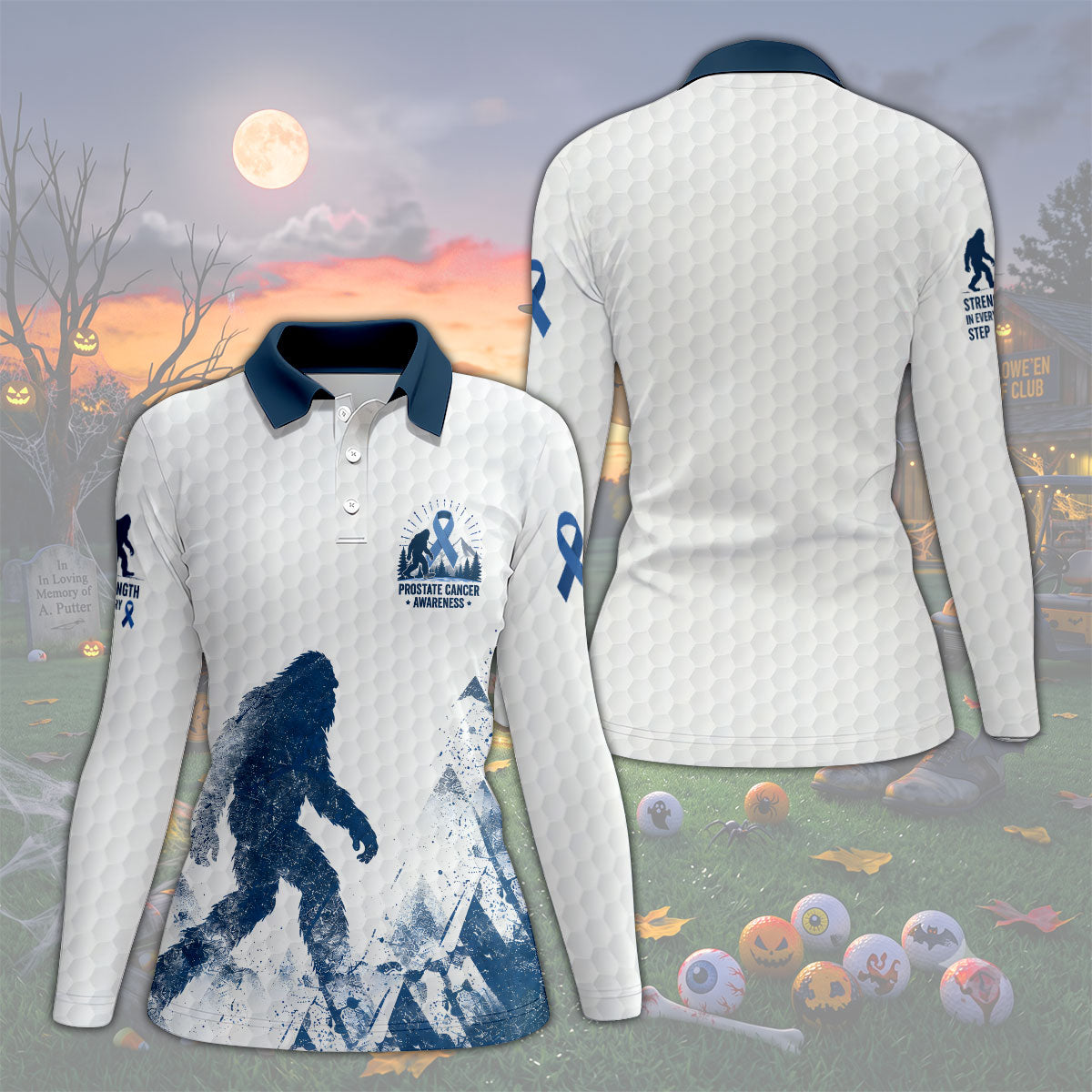 Bigfoot Prostate Cancer Awareness Polo Shirt, Ladies Golf Shirt, Womens Golf Tops
