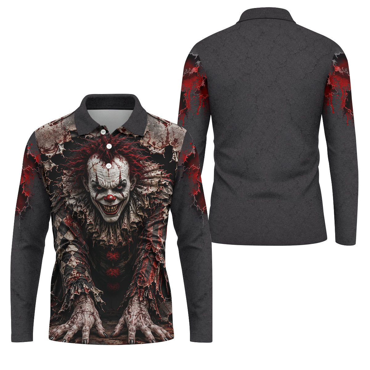 Torn Wall Horror Character Halloween Golf Shirt, Golf Apparel For Men, Mens Golf Shirts