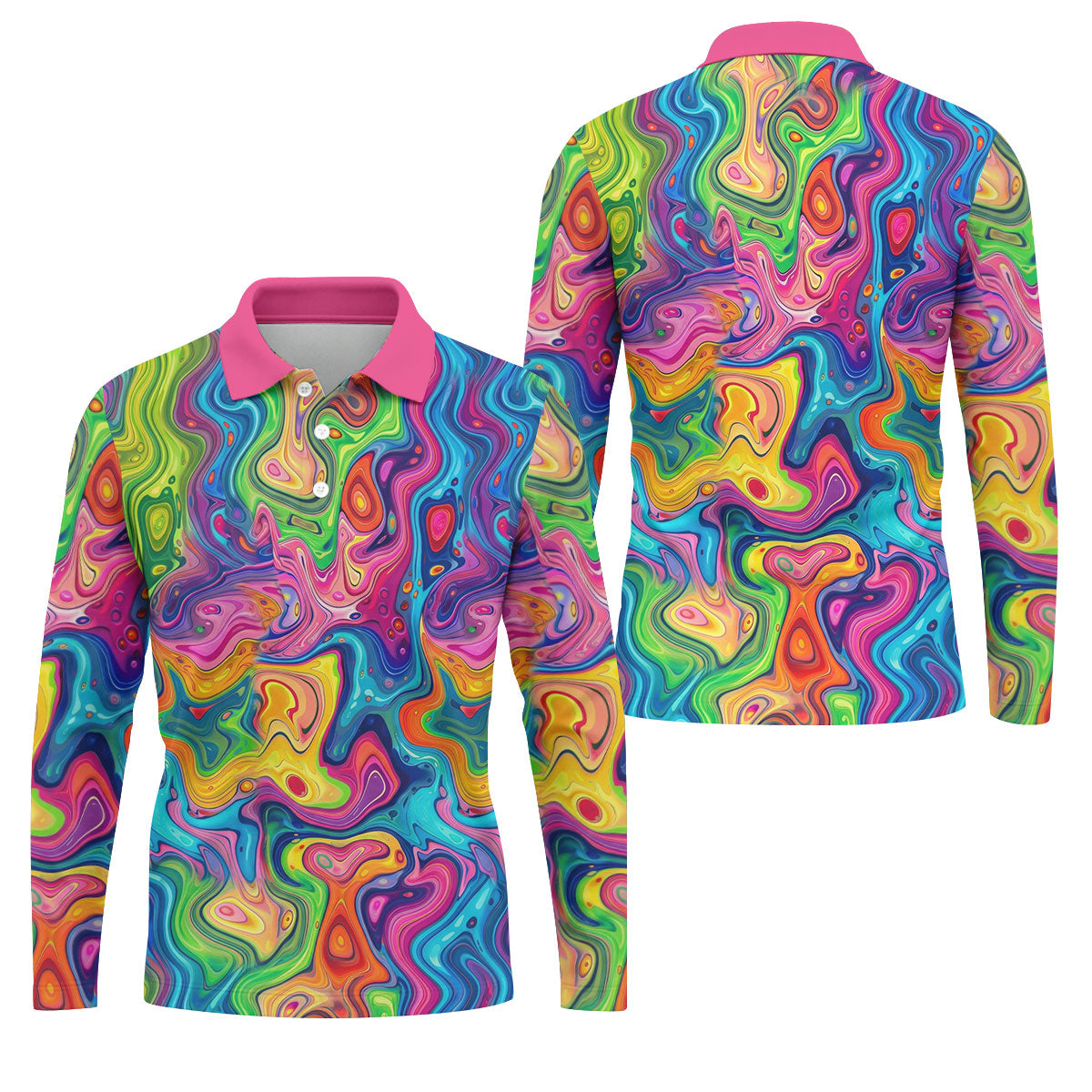 Liquid Marble Colorful Print Golf Tops For Men, Polo Shirts For Men, Golf Shirts For Men