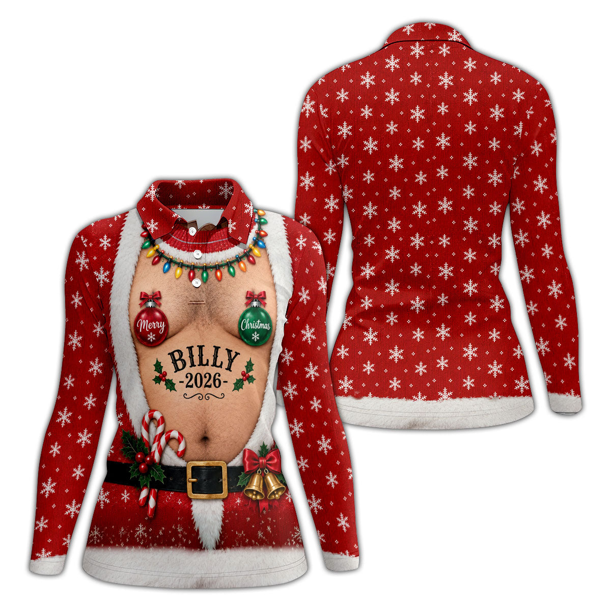 Funny Merry Christmas Custom Name Polo Shirt, Ladies Golf Tops, Golf Shirts For Women