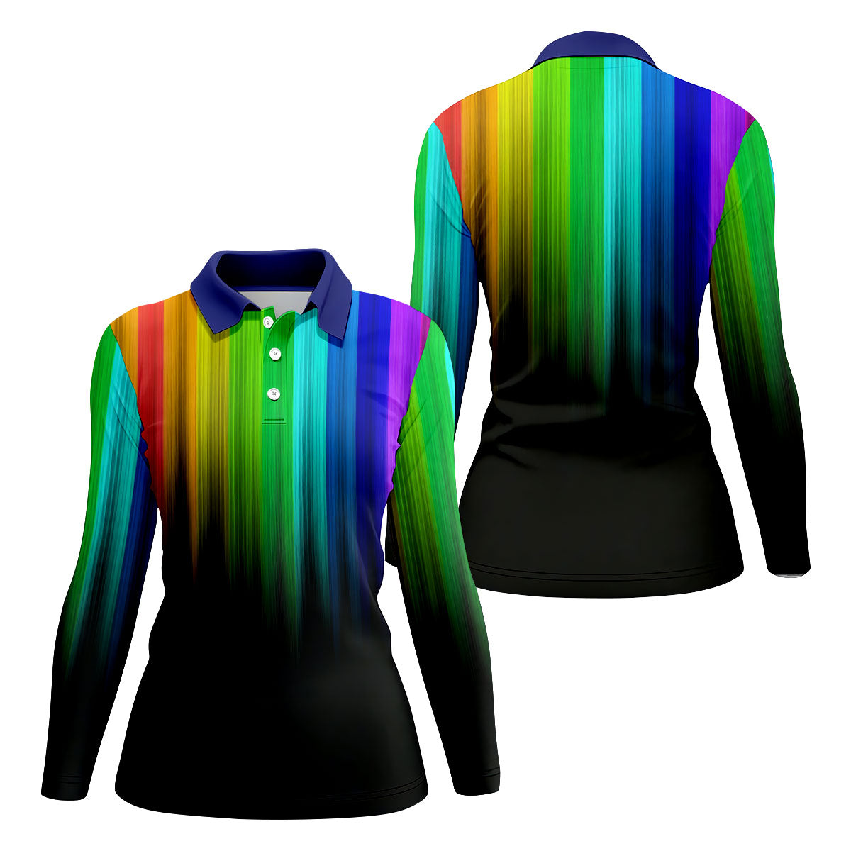 Rainbow Gradient LGBT Support Ladies Golf Tops, Gay Pride Month Celebrate Golf Shirt For Women