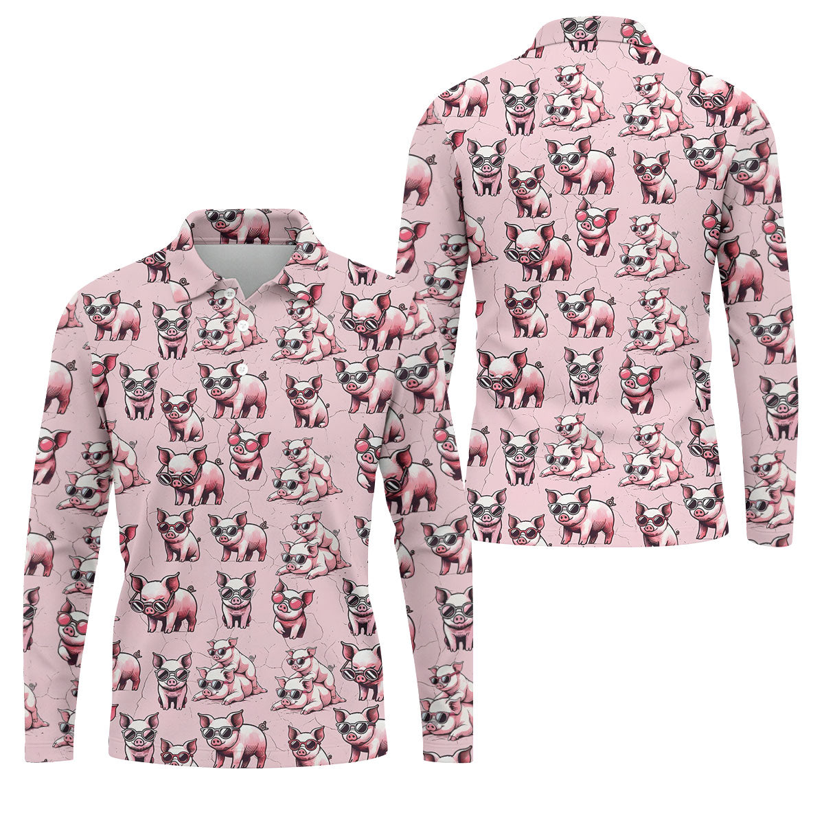 Cute Piglets Wearing Sunglasses Hawaiian Golf Polo, Golf Tops For Men, Funny Golf Shirt, Golfing Apparel
