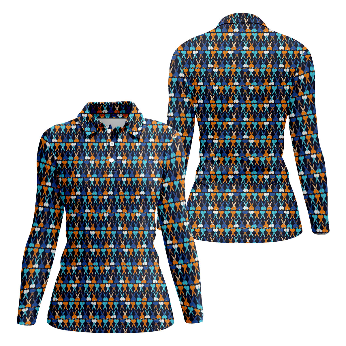 Funny Scissors Pattern Golf Polo Shirt, Golf Shirts For Women, Women's Golf Apparel