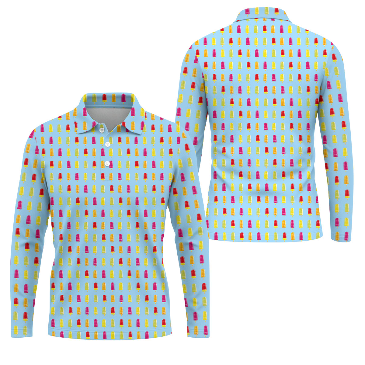 Colorful Popsicle Summer Pattern Golf Shirt, Mens Golf Polo, Printed Golf Shirts
