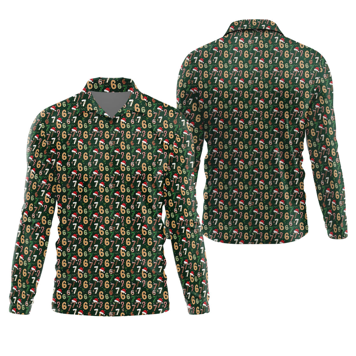 Six Seven Funny Christmas Green Golf Tops For Men, Christmas Golf Shirt, Men Golf Apparel
