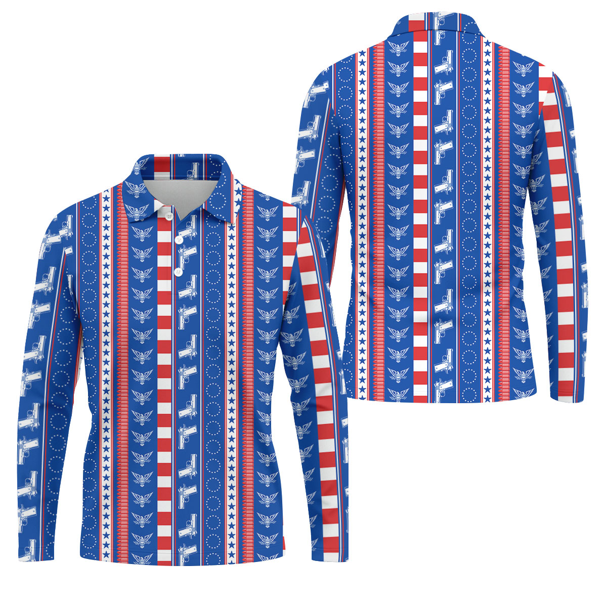Red White Blue Army Theme Patriotic 4th Of July Golf Shirt, 250 Years Golf Shirts For Men