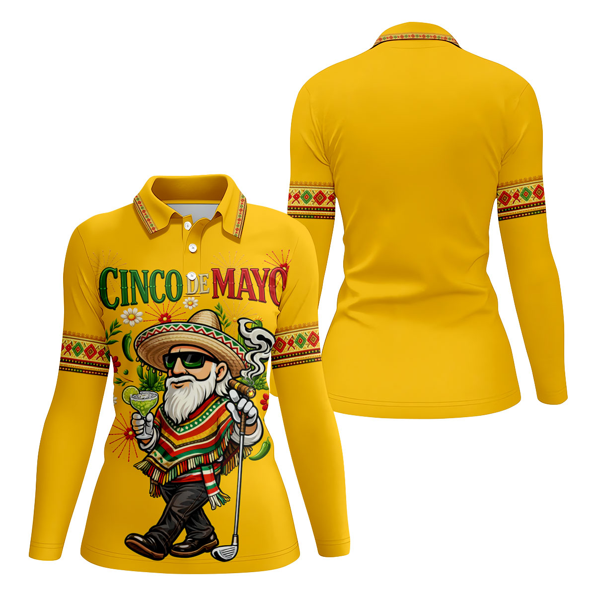 Margarita Man Cinco De Mayo Celebration Yellow Golf Shirt, Fiesta Theme Golf Shirt For Women