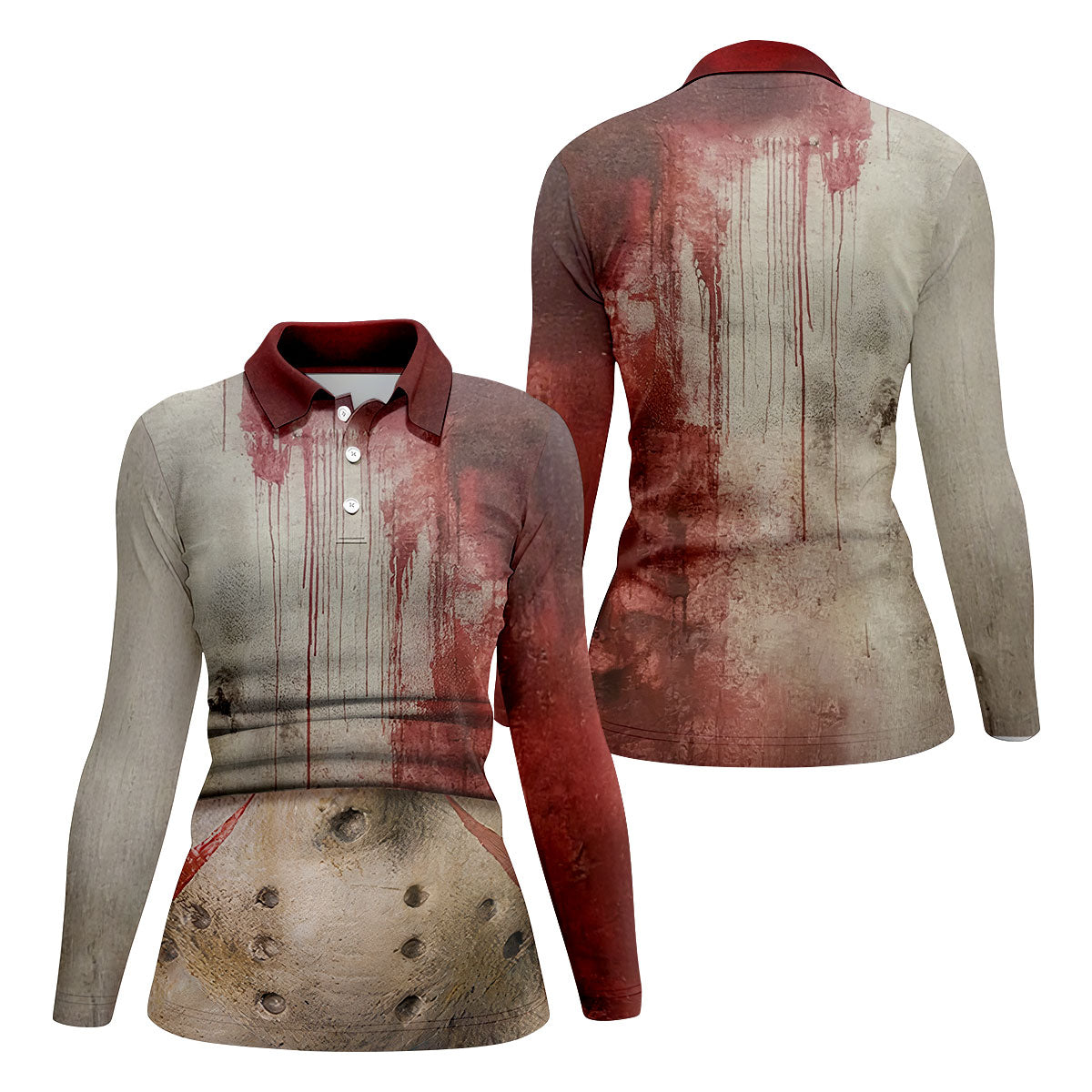 Hockey Mask Horror Character Halloween Polo Shirt, Golf Shirts For Women, Womens Golf Tops