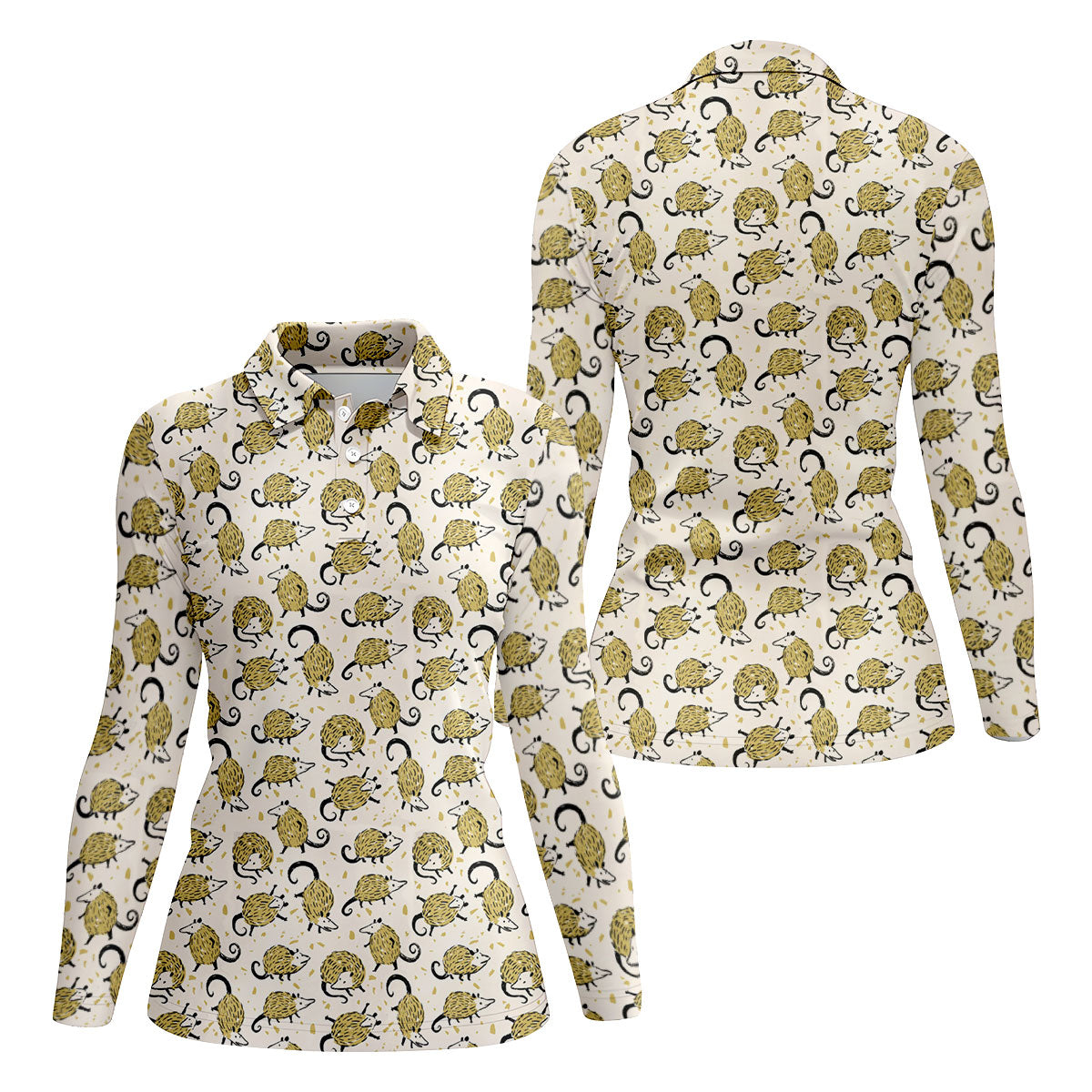 Cute Opossum Seamless Pattern Ladies Golf Tops, Golf Shirt For Women, Ladies Golf Shirts