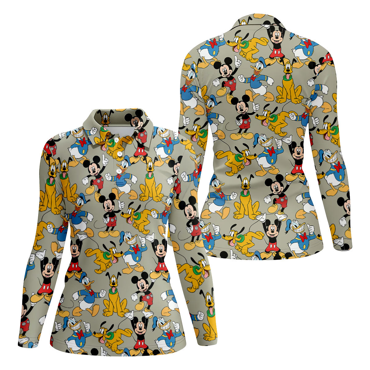Classic Cartoon Character Pattern Golf Polo Shirt, Ladies Golf Shirts, Golf Tops For Women