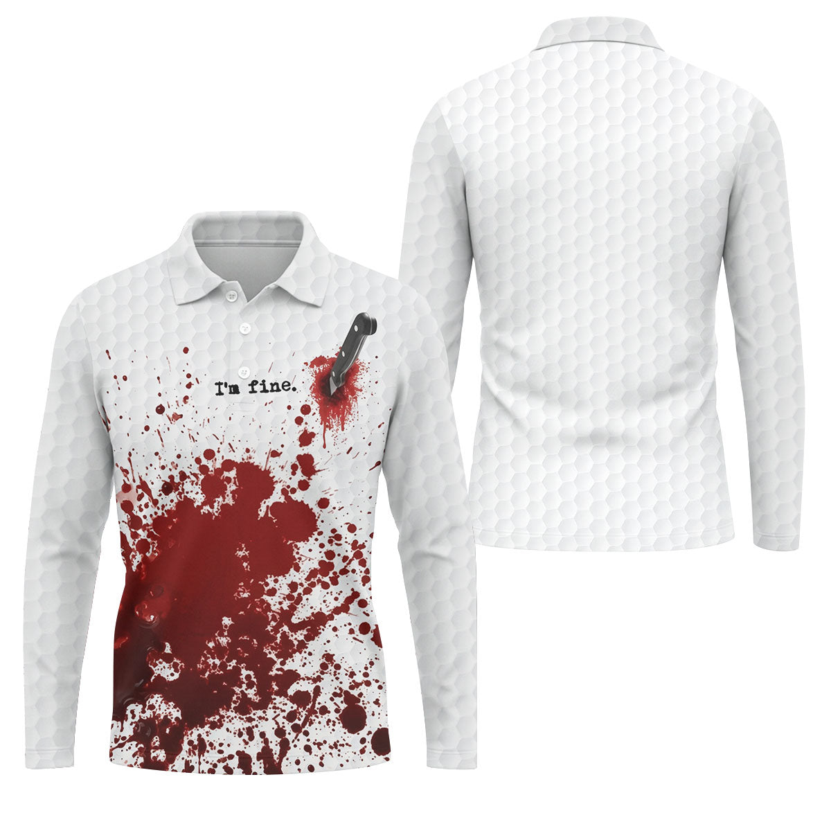 I'm Fine. Horror Golf Polo Shirt, Golf Polo Shirts For Men, Printed Golf Shirts