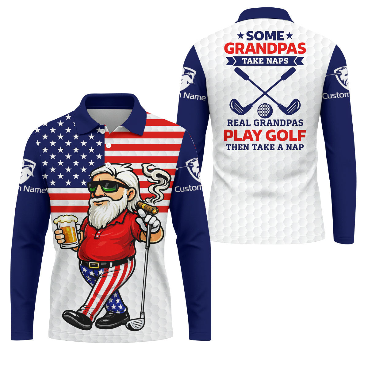 Real Grandpas Play Golf Father's Day 4th Of July Golf Shirt, 250 Years Polo Shirts For Men