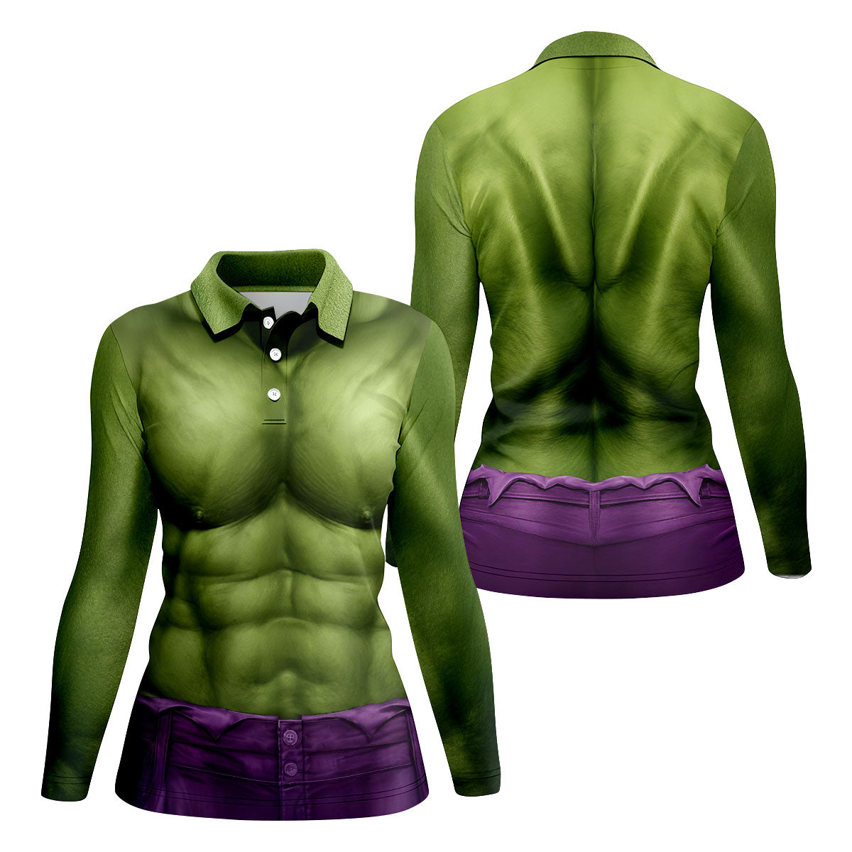 Halloween Green Muscle Illusion Golf Shirt, Women's Golf Polo, Ladies Golf Tops