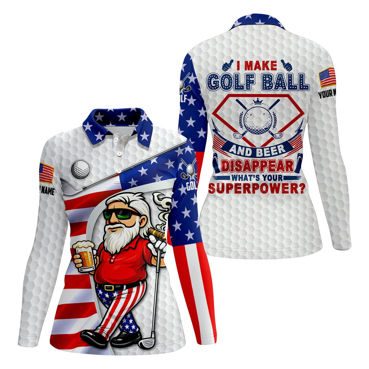I Make Golf Ball And Beer Disappear Patriotic 4th Of July Funny Golf Shirt, 250 Years Golf Shirt For Women