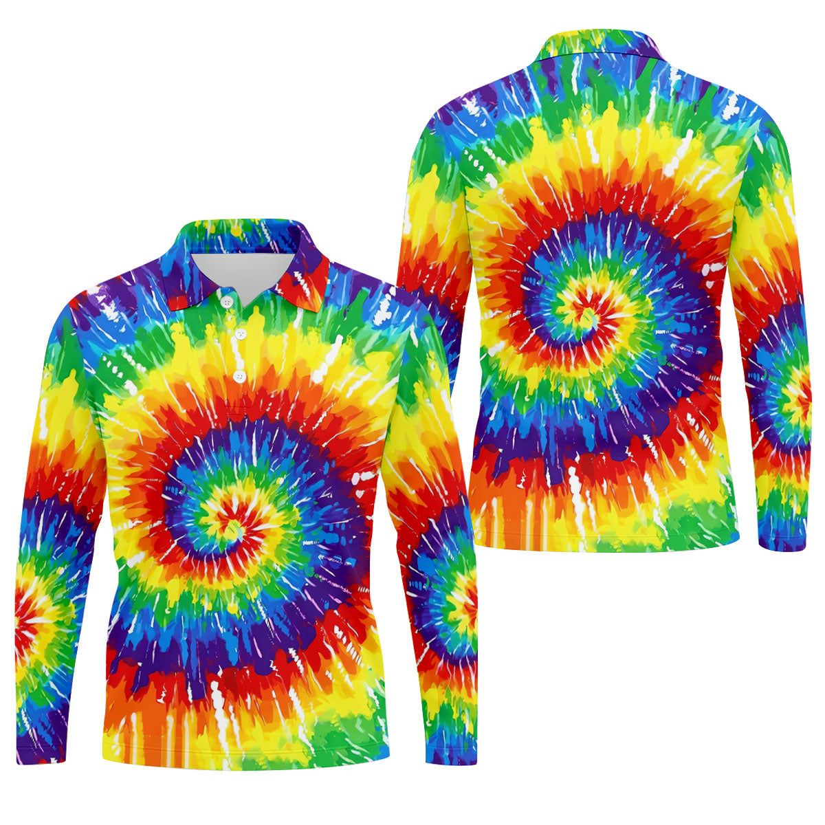 LGBT Rainbow Tie-Dye Golf Tops For Men, Pride Month Celebrate Golf Shirts For Men