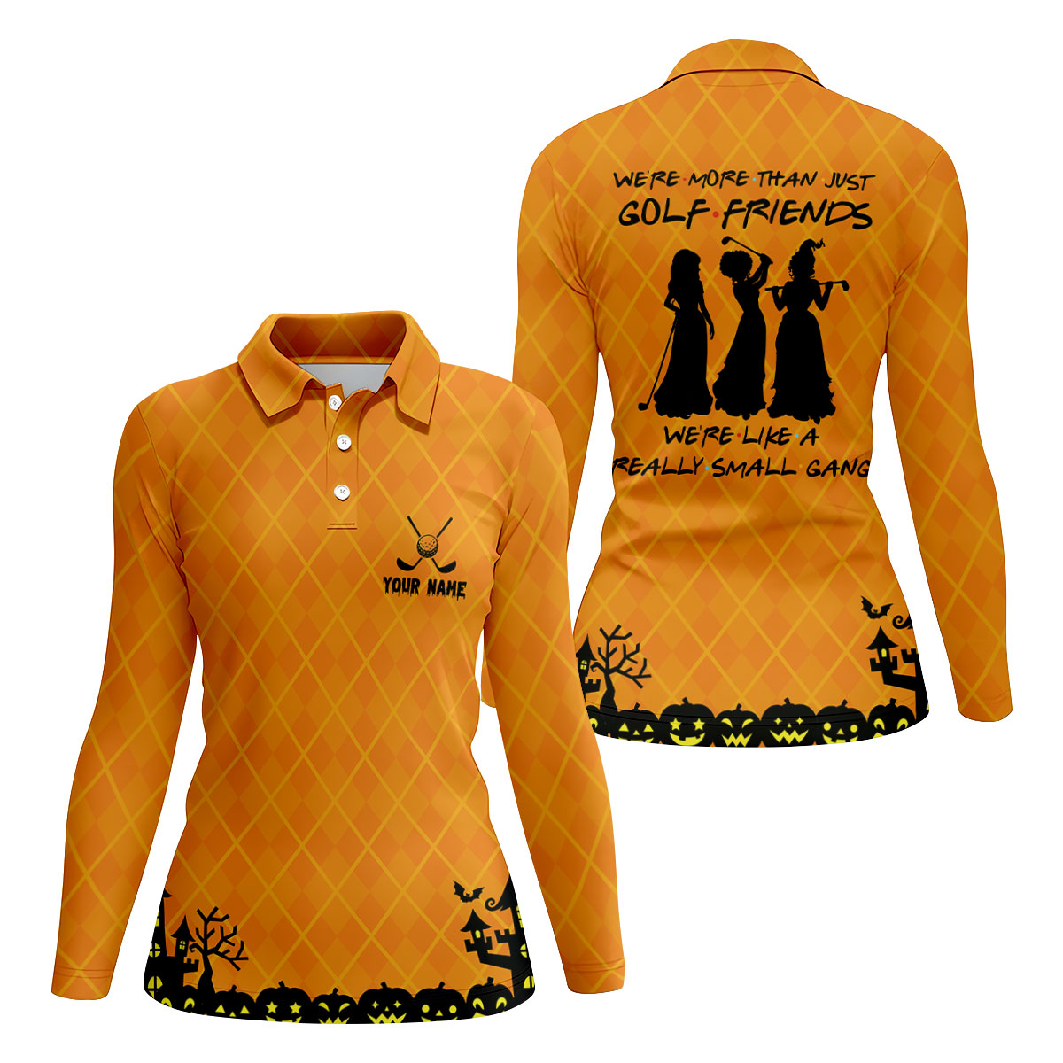 Your Name Golf Friends Horror Character Polo Shirt, Halloween Shirt, Ladies Golf Shirts