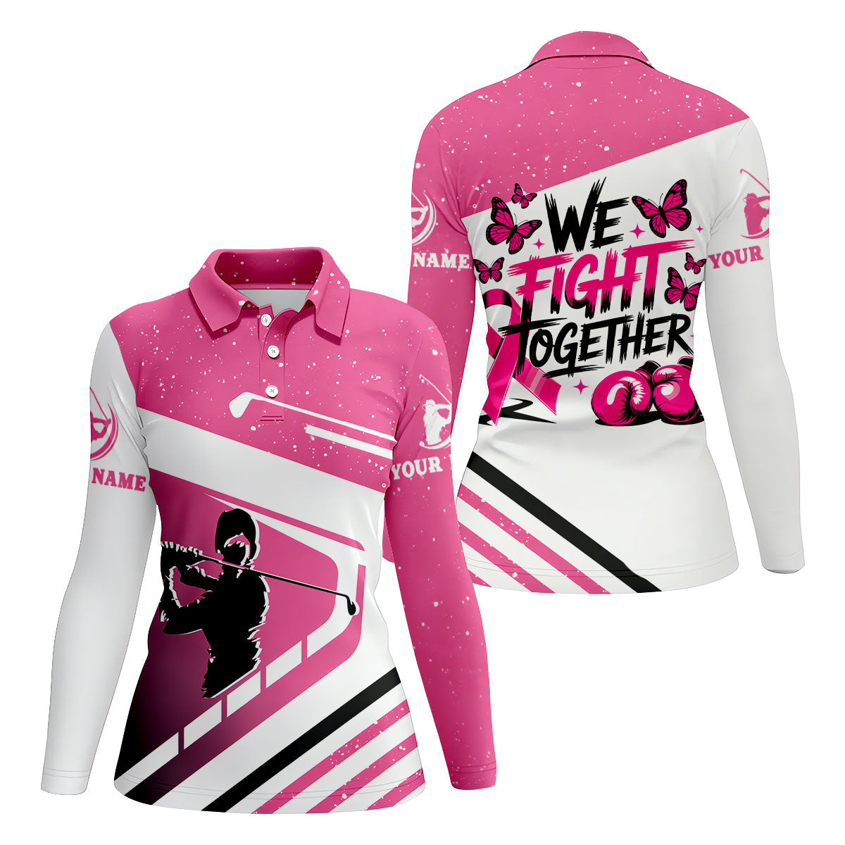 Custom We Fight Together Breast Cancer Polo Shirt, Women’s Golf Polo, Ladies Golf Top