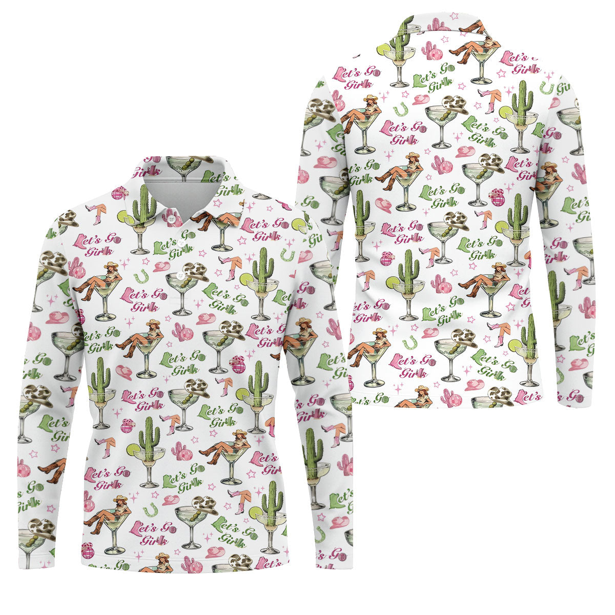 Let's Go Girls Cowgirl Margarita Hawaiian Golf Shirt, Men's Golf Shirt, Golf Polo Shirts For Men