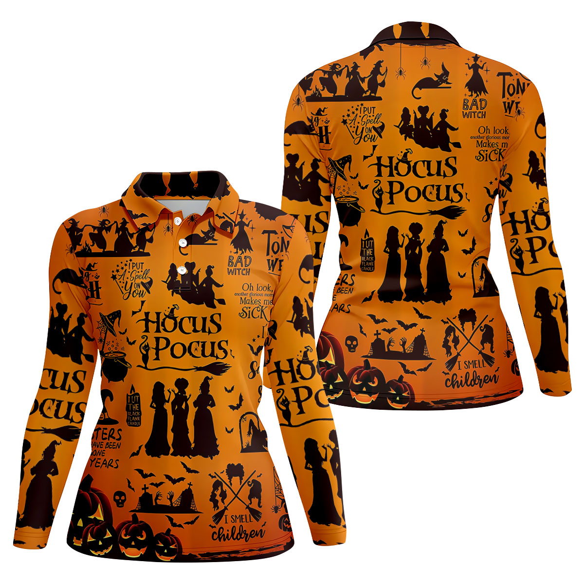 Hocus Pocus Horror Character Halloween Golf Polo Shirt, Witch Shirt, Women's Golf Polo