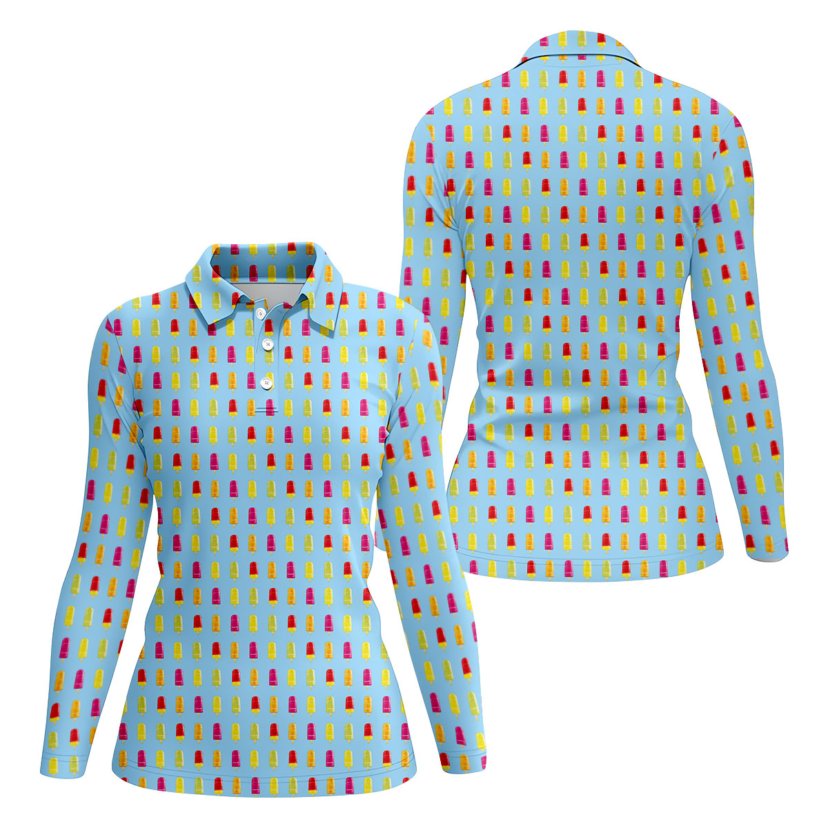 Colorful Popsicle Summer Pattern Golf Shirt, Golf Polo For Women, Printed Golf Shirt