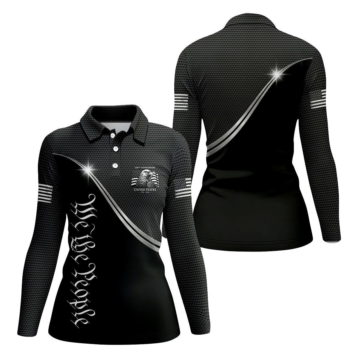 We The People 250th Anniversary Black Golf Shirt, Patriotic 4th Of July Golf Shirt For Women