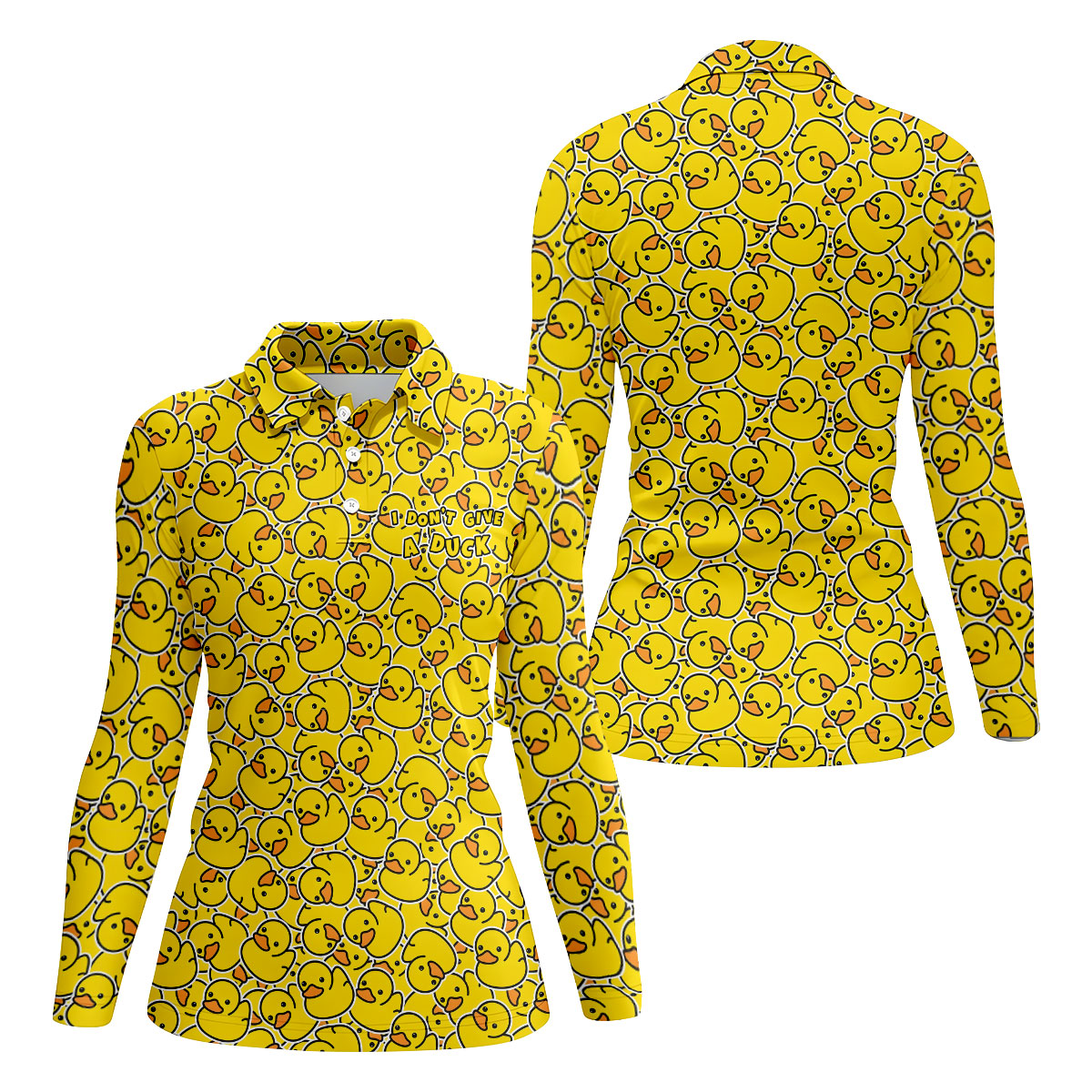 I Don't Give A Duck Yellow Rubber Duck Hawaiian Golf Shirt, Women's Golf Tops