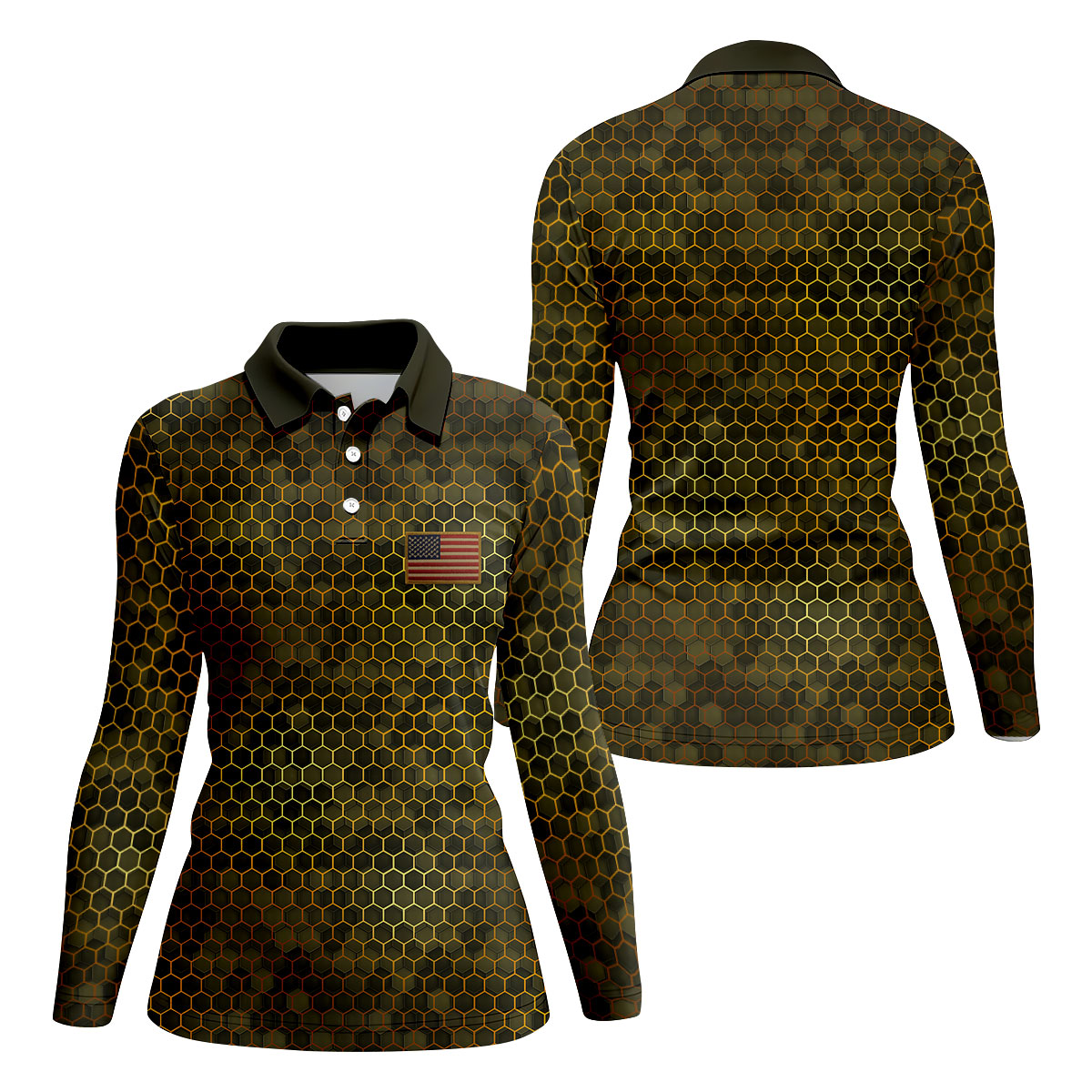Hexagonal Camo Patriotic 4th Of July Golf Shirt, 250 Years Golf Shirt For Women