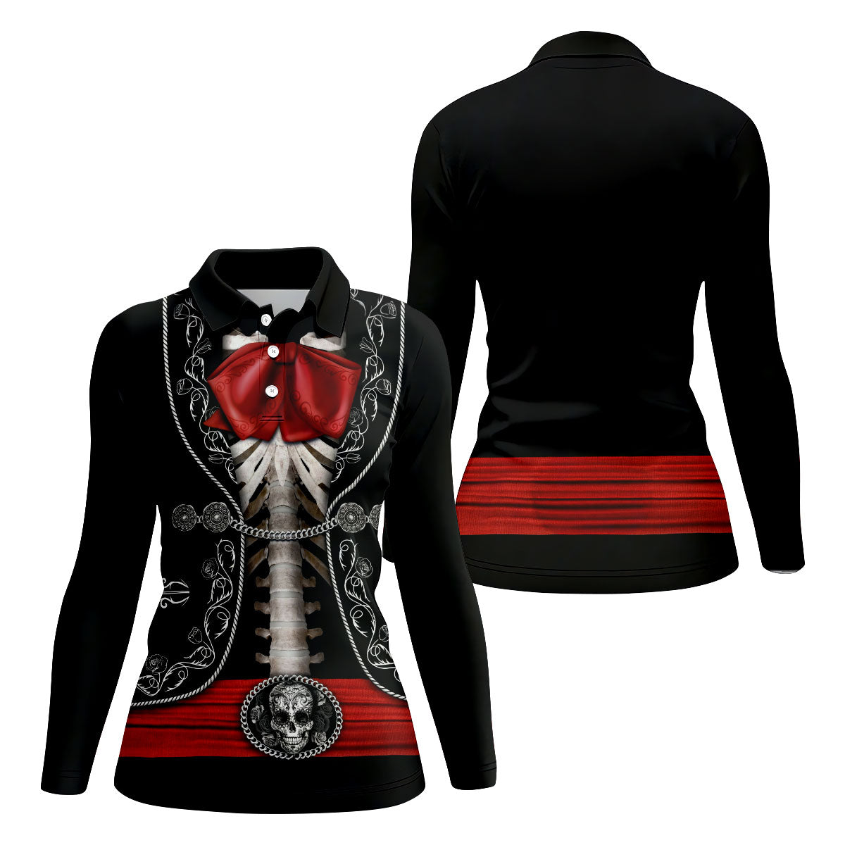 Mexican Fiesta Theme Red Costume Ladies Golf Tops, Cinco De Mayo Celebration Golf Shirt For Women