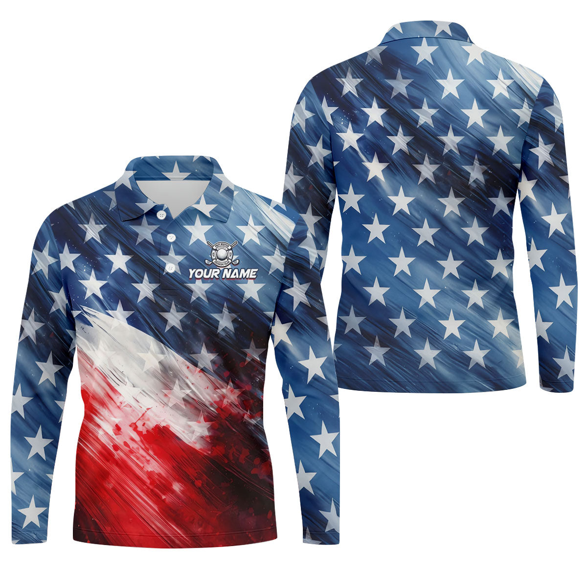 Red White Blue Gradient Art 4th Of July Patriotic Golf Shirt, 250 Years Golf Shirts For Men