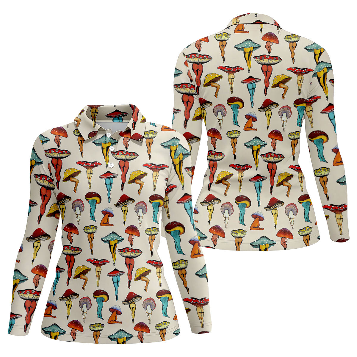Funny Mushroom Legs Pattern Golf Polo Shirt, Golf Shirts For Women, Women’s Golf Polo
