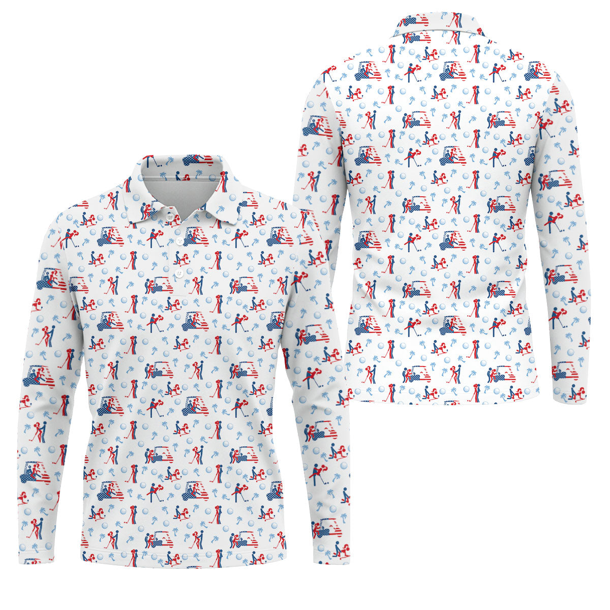 Naughty Couple Funny Stick Figures Patriotic Golf Shirt, 250 Years 4th Of July Golf Shirts For Men