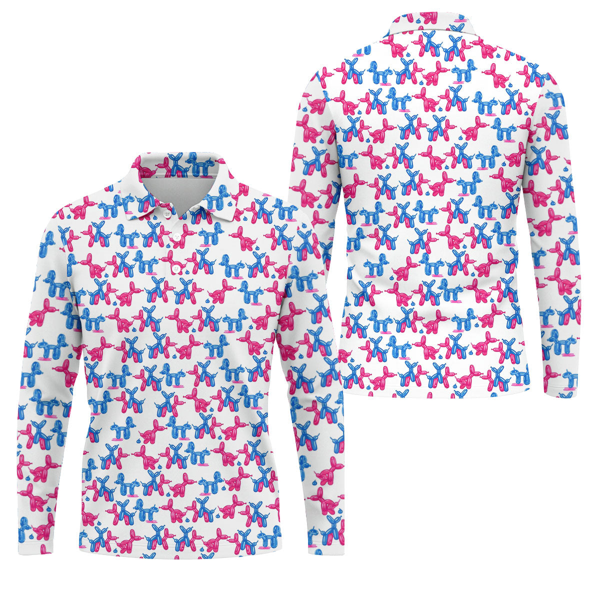 Funny Balloon Dog Pattern Golf Polo Shirt, Mens Golf Polo, Hawaiian Golf Shirt