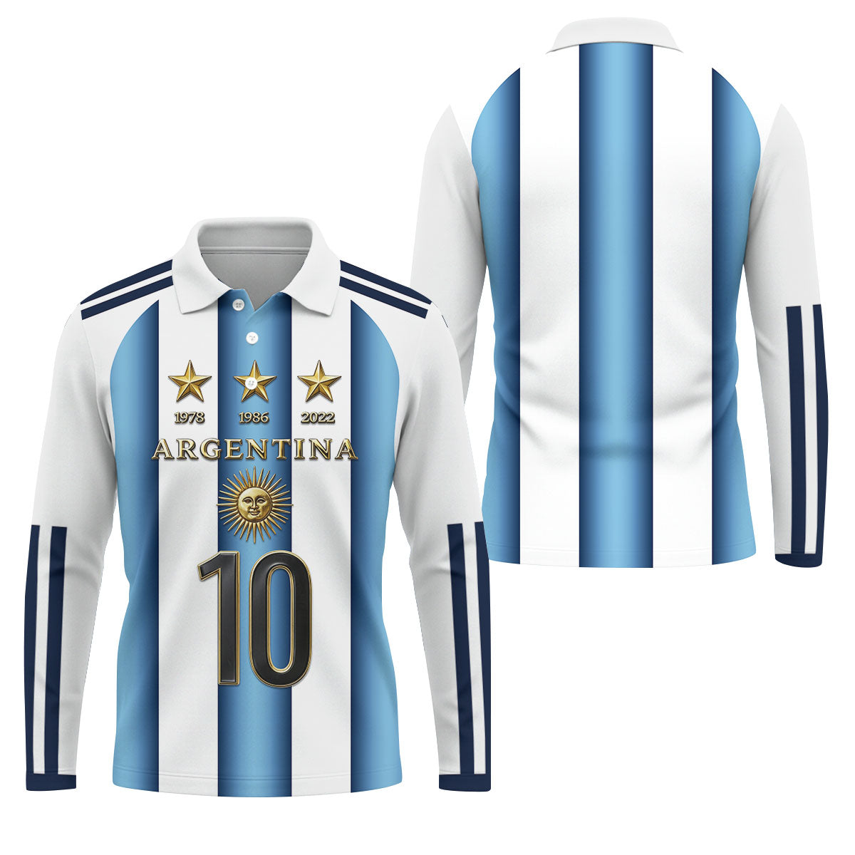 Argentina World Cup Sun Of May Golf Tops For Men, Football Theme Polo Shirts For Men