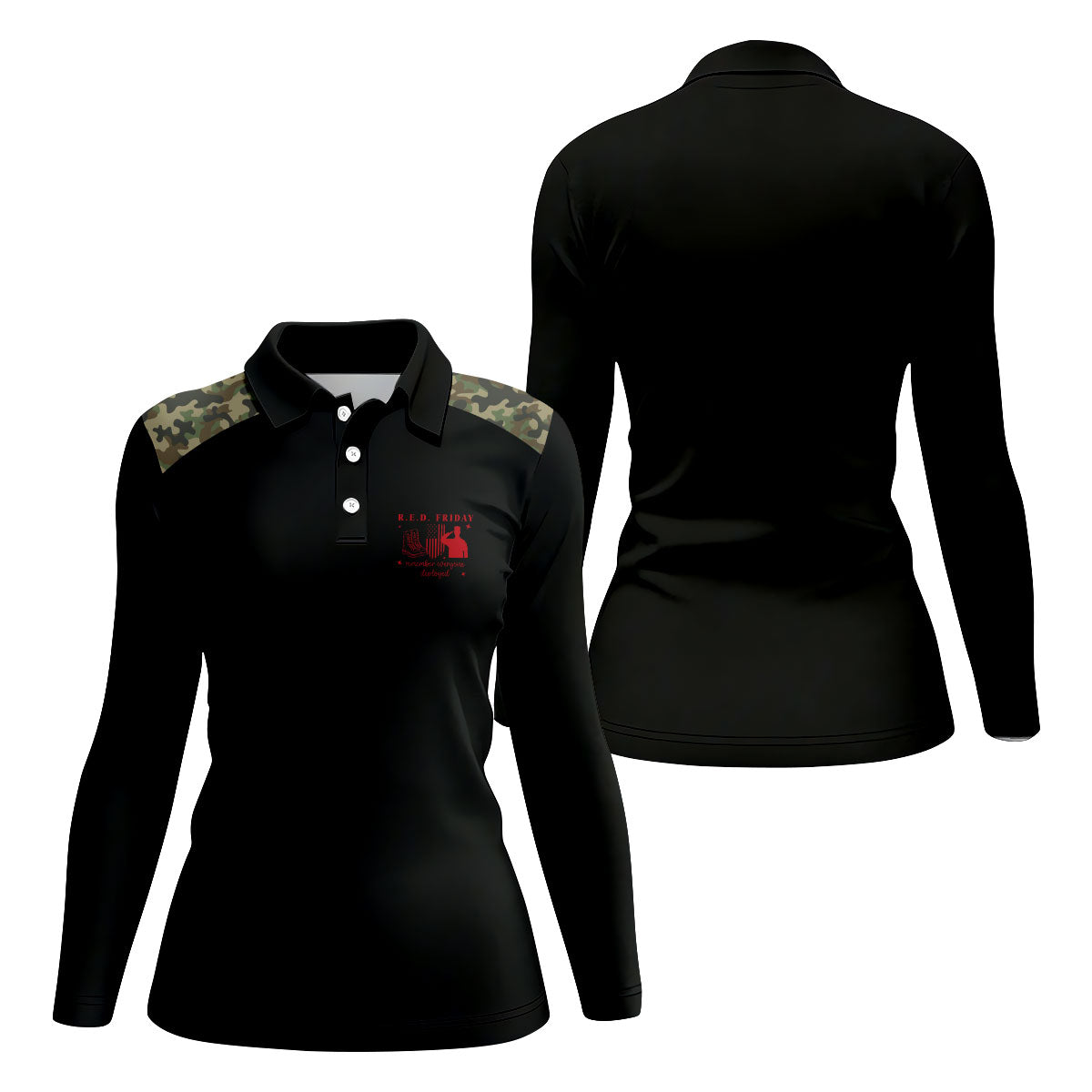 RED Friday Camo Black Patriotic 4th Of July Golf Shirt, 250th Anniversary Golf Shirt For Women
