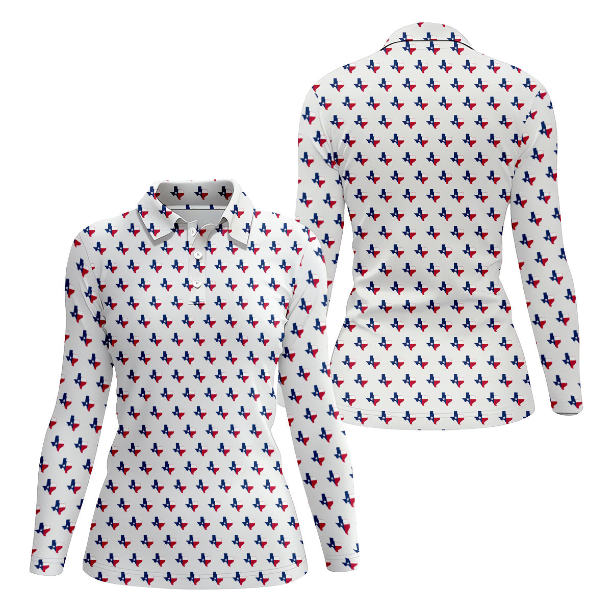 Texas Flag State Pattern Golf Polo Shirt, Women's Golf Tops, Ladies Golf Shirts