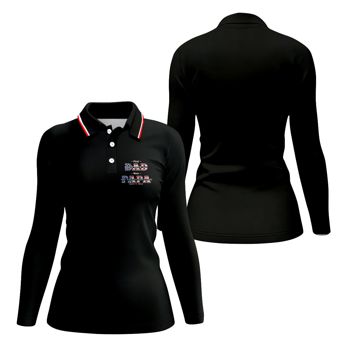 Black First Dad Now Grandpa Golf Polo Shirt, Women’s Golf Polo, Golf Shirts For Women