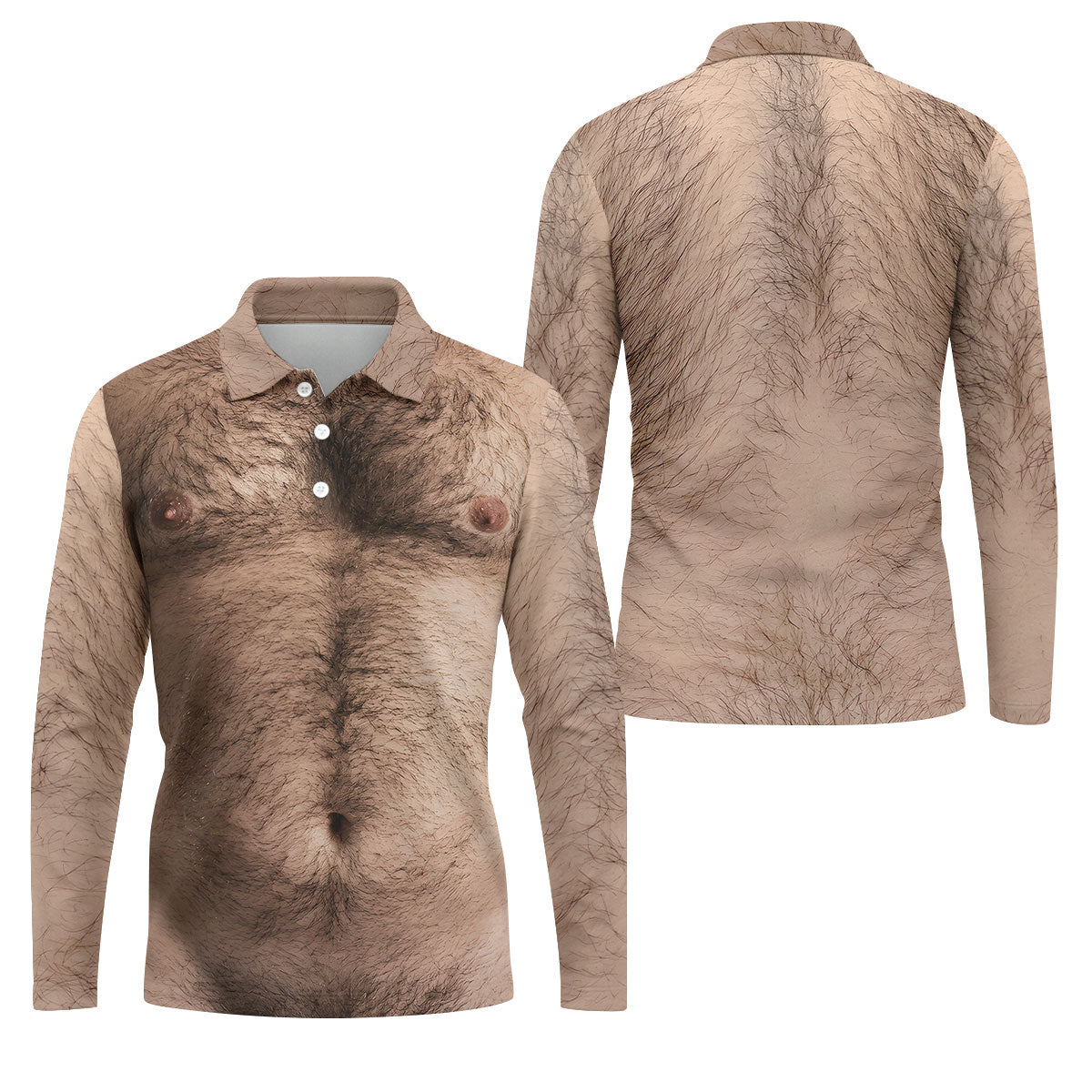 Funny Hairy Chest Golf Shirt, Men's Funny Golf Shirts, Beer Belly Gag Gift For Dad, Polo Shirts For Men