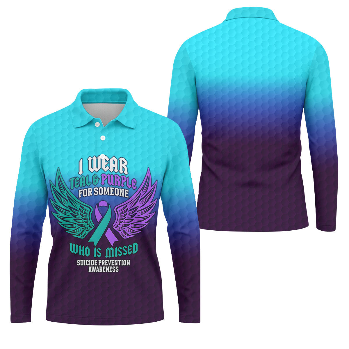 I Wear Teal And Purple Suicide Prevention Awareness Mens Golf Polo, Mens Golf Polo