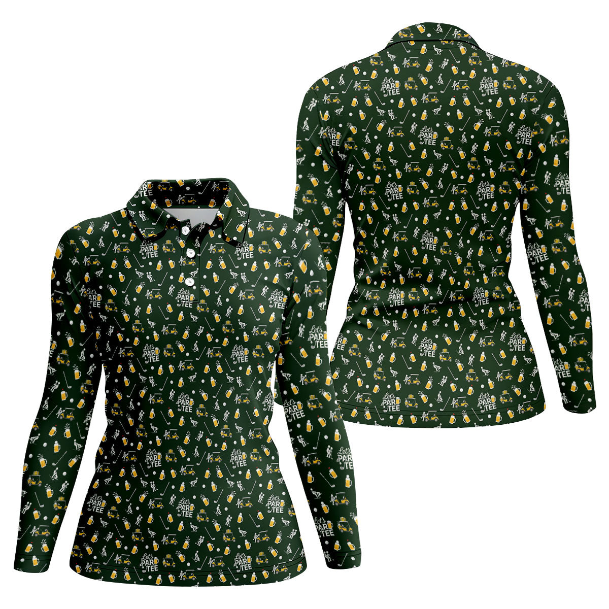 Let's Par Tee Funny Golf Pattern Polo Shirt, Ladies Golf Shirt, Women's Golf Apparel