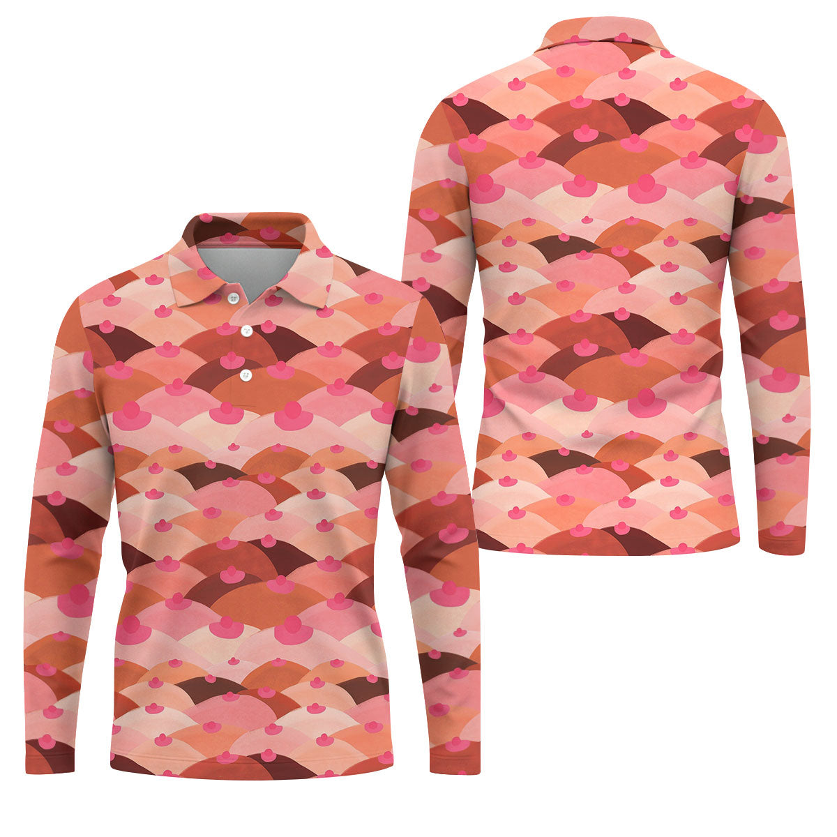 Funny Pink Abstract Body Print Golf Shirt, Men's Golf Shirt, Golf Shirts For Men, Polo Shirts For Men