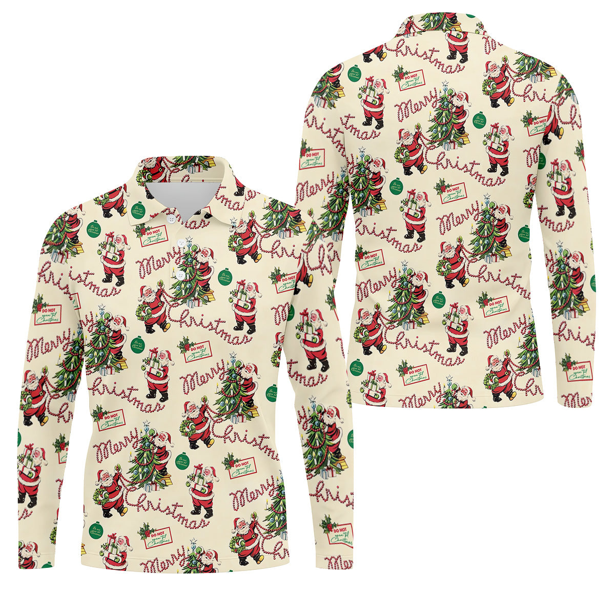 Merry Christmas Santa Mens Christmas Polo Shirt, Golf Tops For Men, Polo Shirts For Men, Christmas Golf Shirt