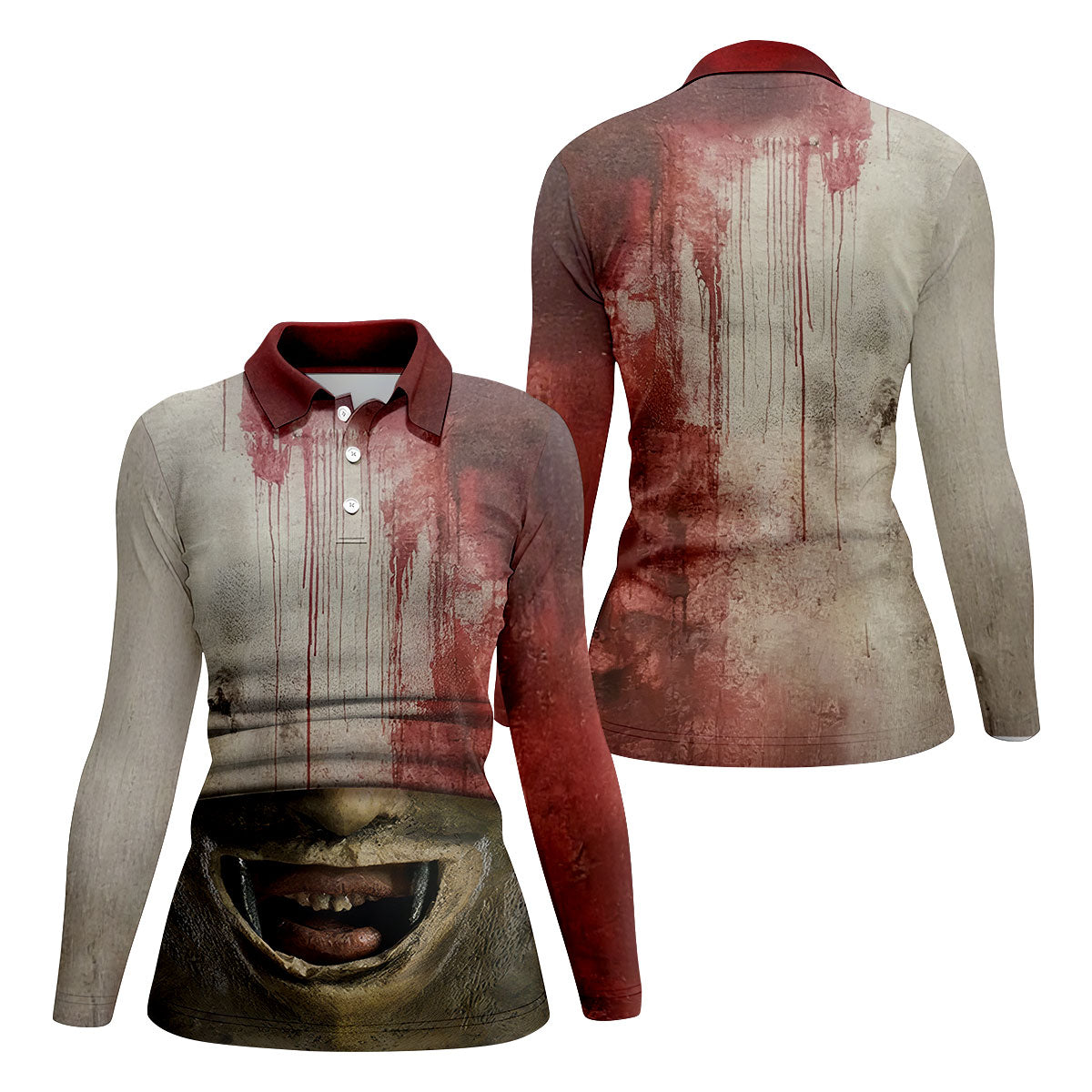 Leather Mask Horror Character Halloween Polo Shirt, Women’s Golf Apparel, Ladies Golf Top