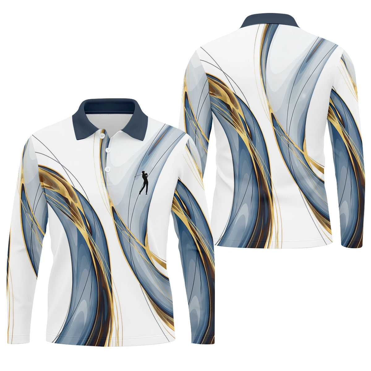 Abstract Line Art Retro Golf Shirt, Golf Shirts For Men, Polo Shirts For Men, Golf Gift For Men