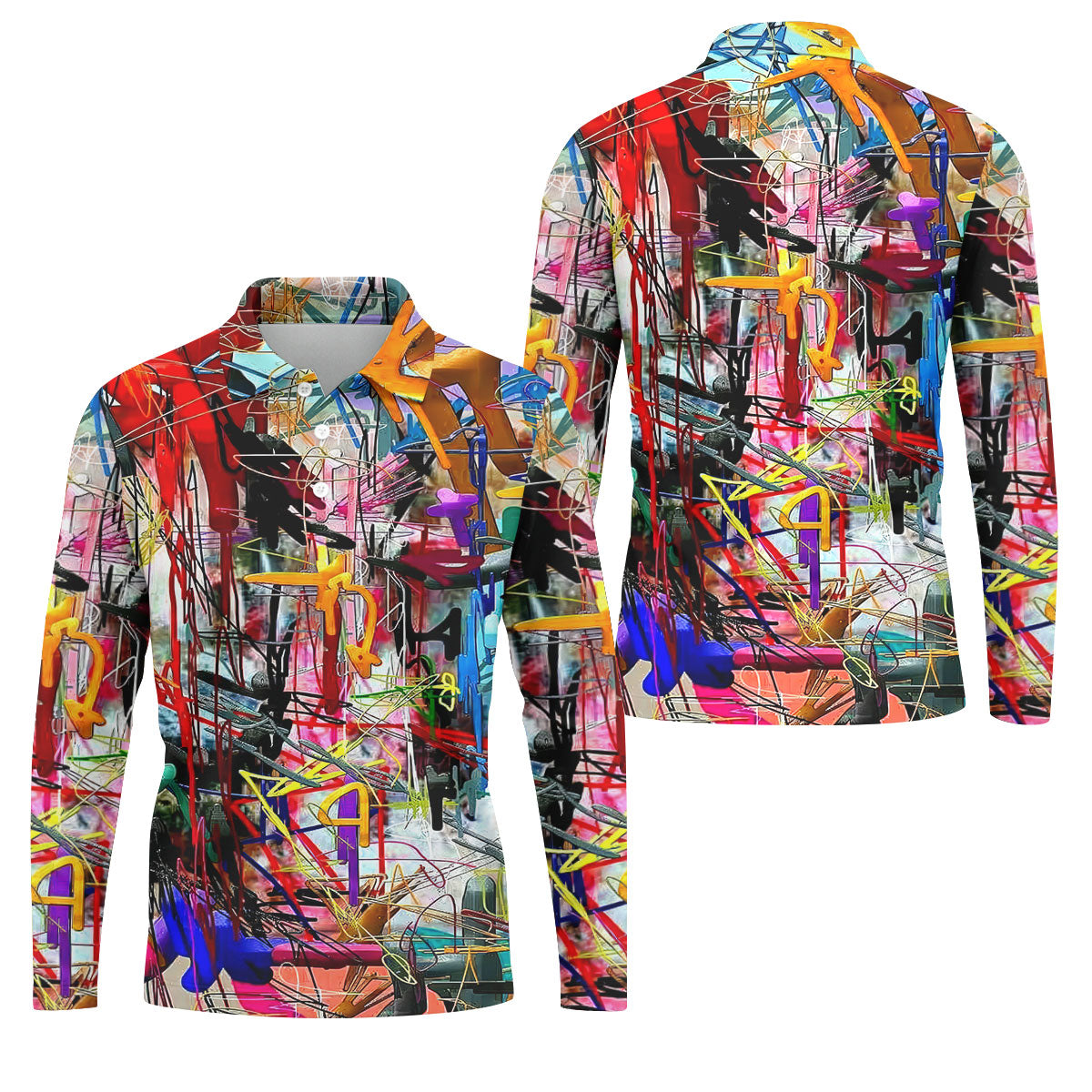 Colorful Abstract Graffiti Street Art Golf Shirt, Mens Golf Polo, Golf Apparel For Men