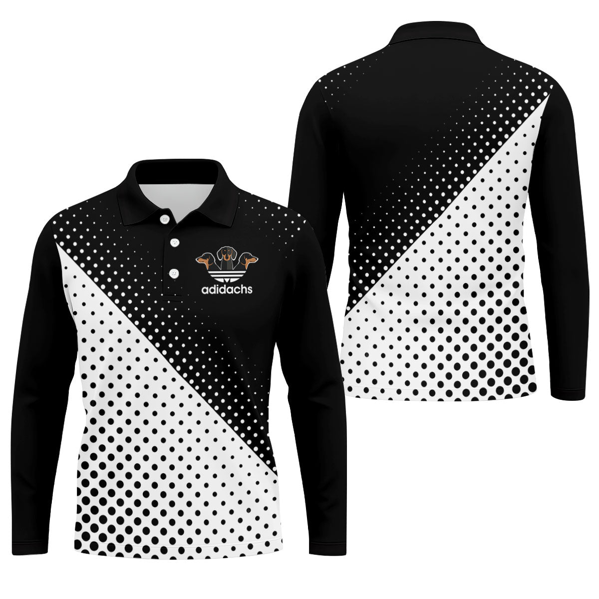 Adidachs Funny Dachshund Black Golf Shirt, Men's Funny Golf Shirts, Polo Shirts For Men
