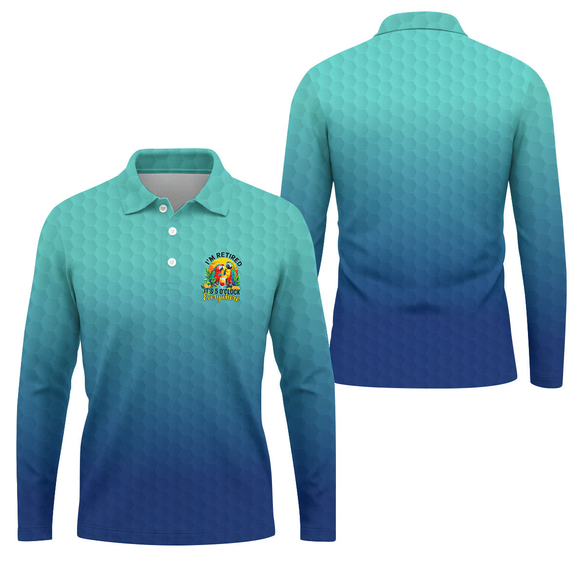 Blue Tropical Parrot Retirement Golf Polo Shirt, Mens Golf Polo, Golf Apparel For Men