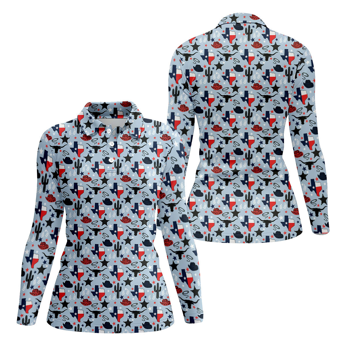 Texas Western Pattern Golf Polo Shirt, Ladies Golf Shirt, Women's Golf Apparel