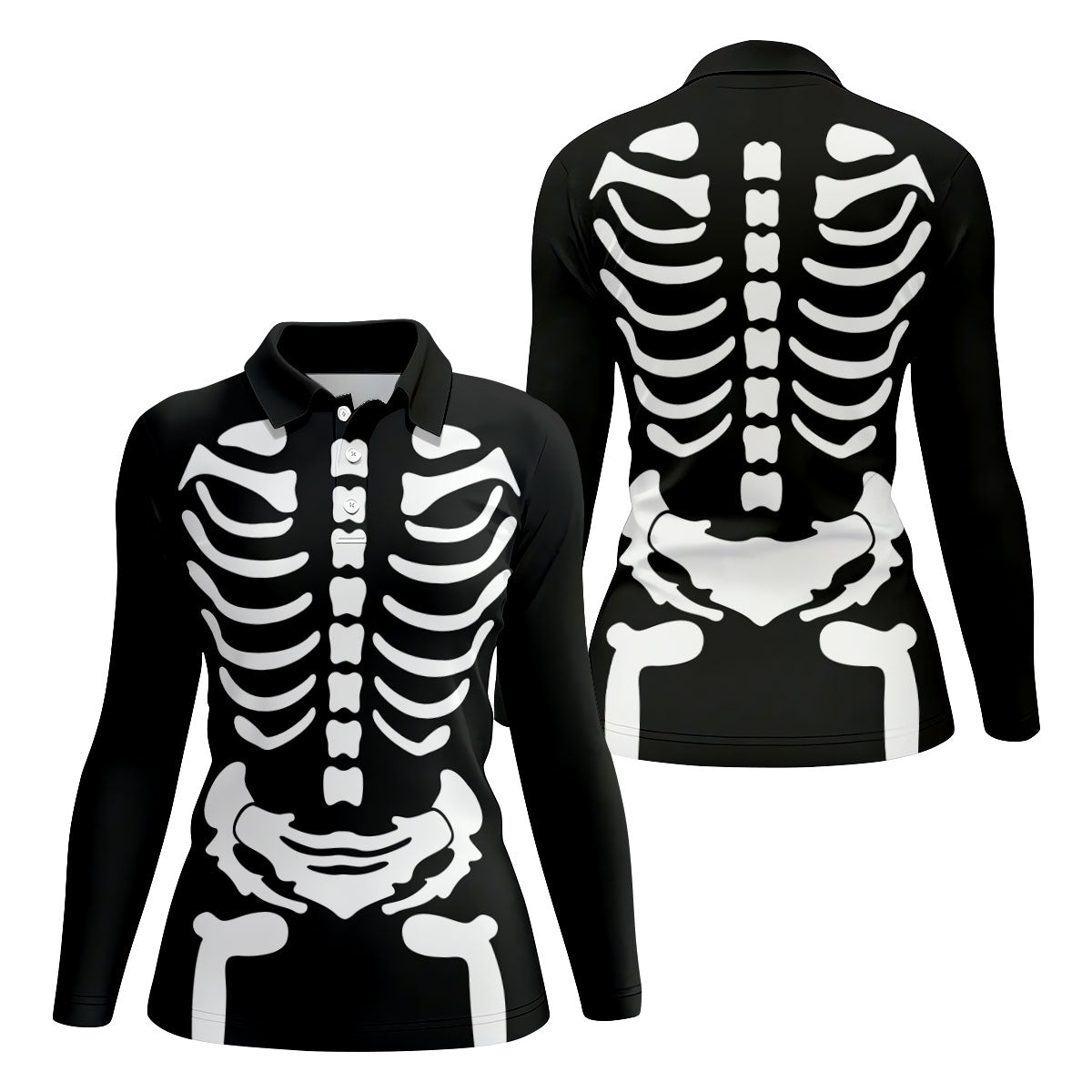 Halloween Skeleton Costume Golf Shirt, Women's Golf Polo, Hawaiian Golf Shirt