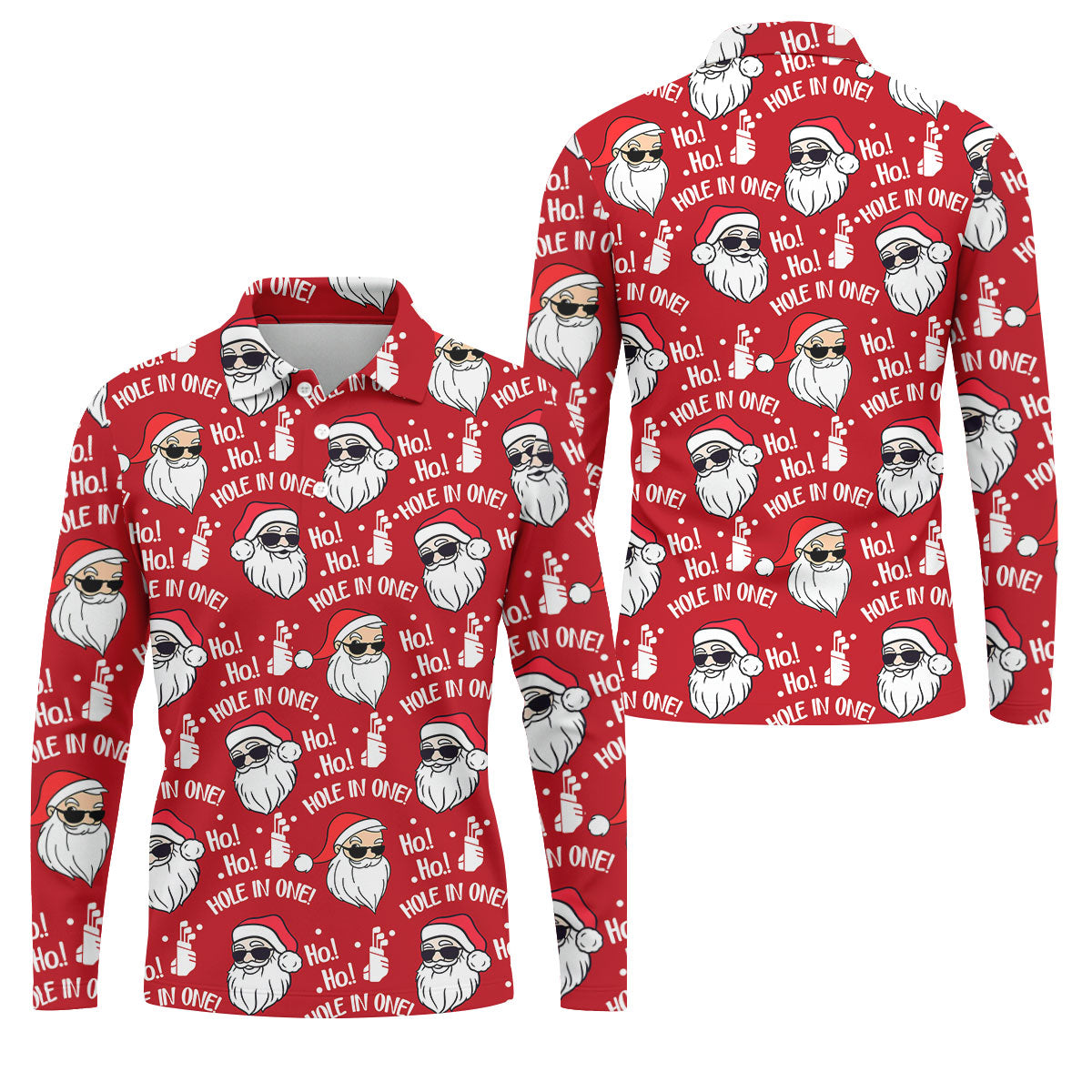 Ho Ho Hole In One Funny Santa Red Christmas Golf Tops For Men, Christmas Golf Shirt, Polo Shirts For Men