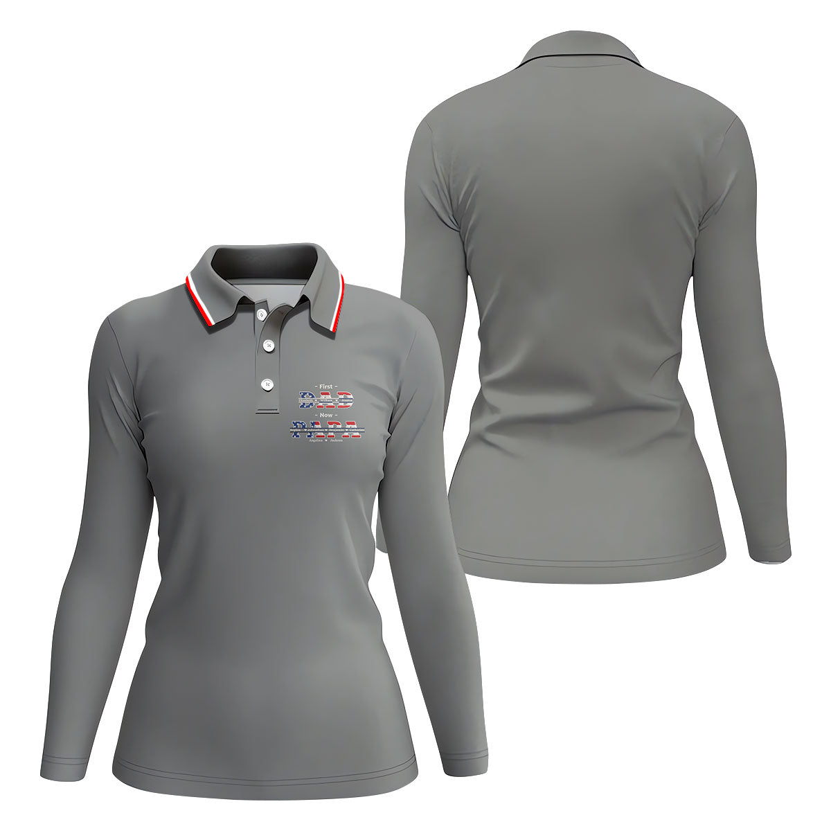Gray First Dad Now Grandpa Golf Polo Shirt, Golf Polo For Women, Women’s Golf Apparel